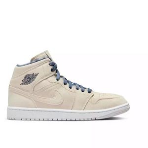 Jordan Mid-Top Sneakers in Cream with Blue Accents